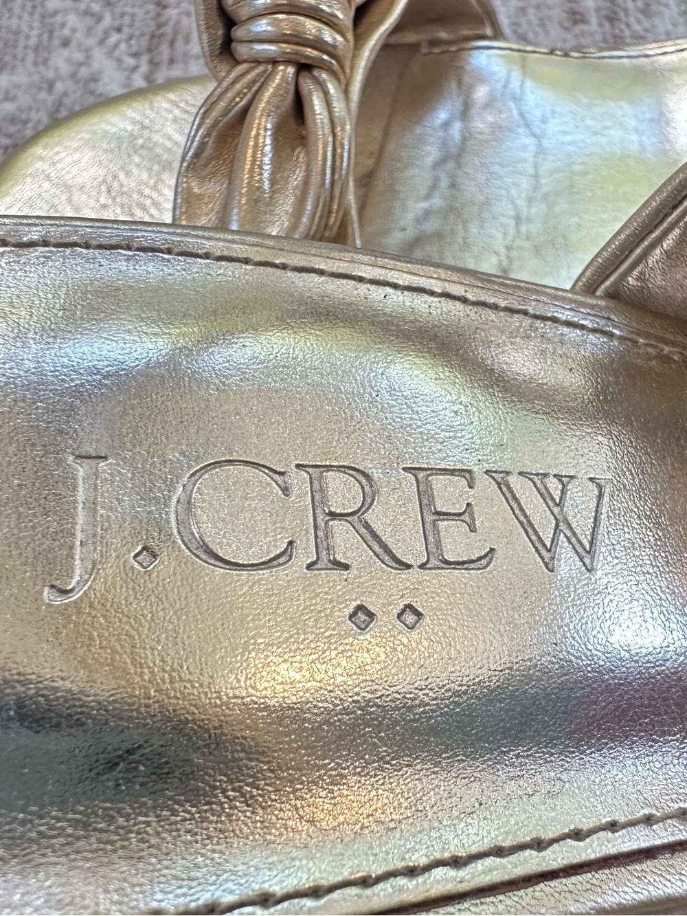J. Crew Metallic Gold Bow Knot Slingback Block Party Heels (Size 8)